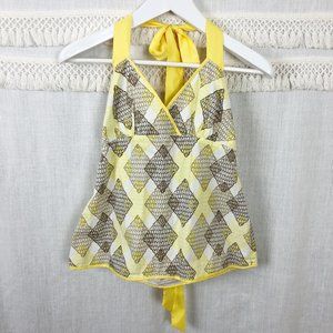 Freesia | Yellow Brown Diamond Halter Tank | XS